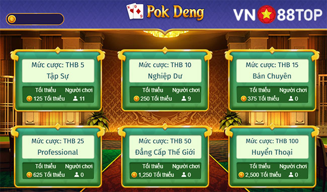 Pok deng game bài thái lan hấp dẫn tại Vn88
